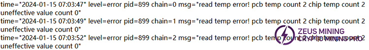 Antminer L7 temperature sensor chip failure