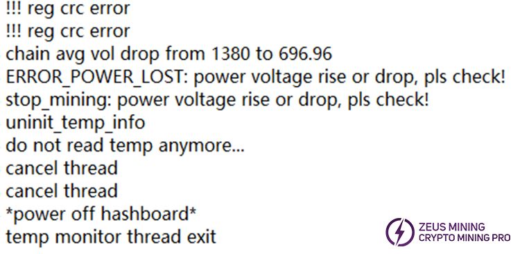 Antminer s19j pro operation fault log Antminer s19j pro operation fault log