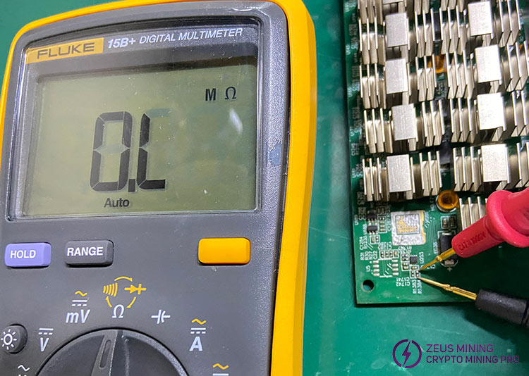 Check the resistance of the L7 hash board