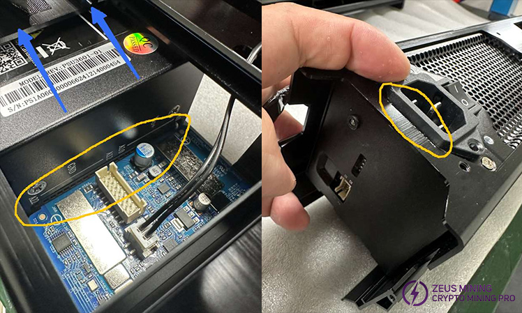 Separate the PSU and hash board