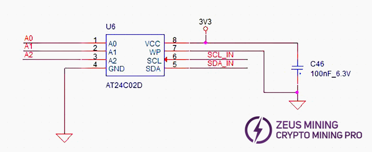EEPROM chip schematic for H6HB70701 hash board