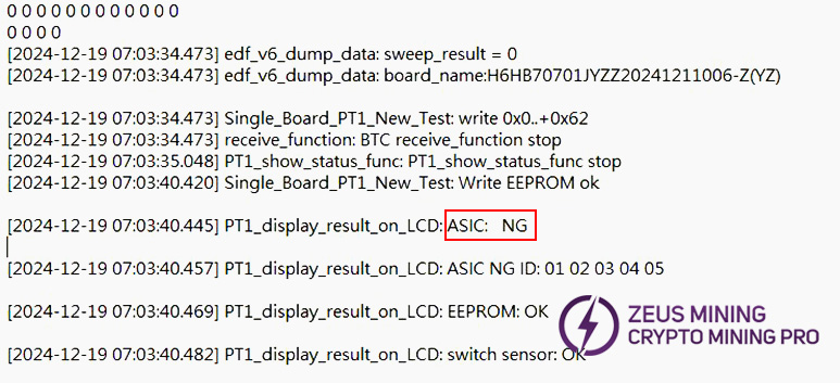 S21+ hydro single board detection 0 ASIC chip