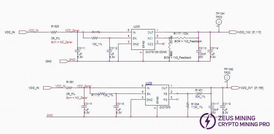 Schematic diagram of LDO circuit connection
