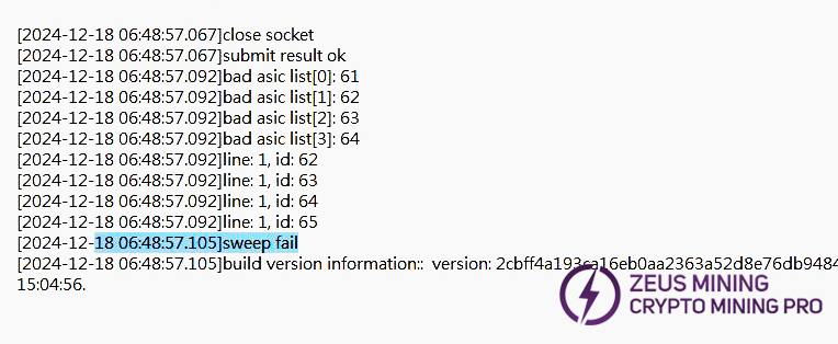 Sweep fail in S21+ hydro kernel log