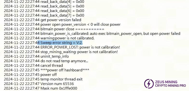 H6HB70701 hash board has V:2 failure