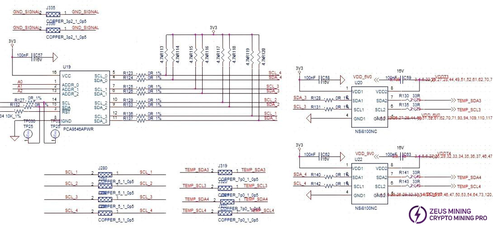 Chip temperature sensing circuit schematic