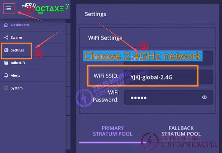 Configuring a network using Bitaxe NerdOCTAXE 9.6THs