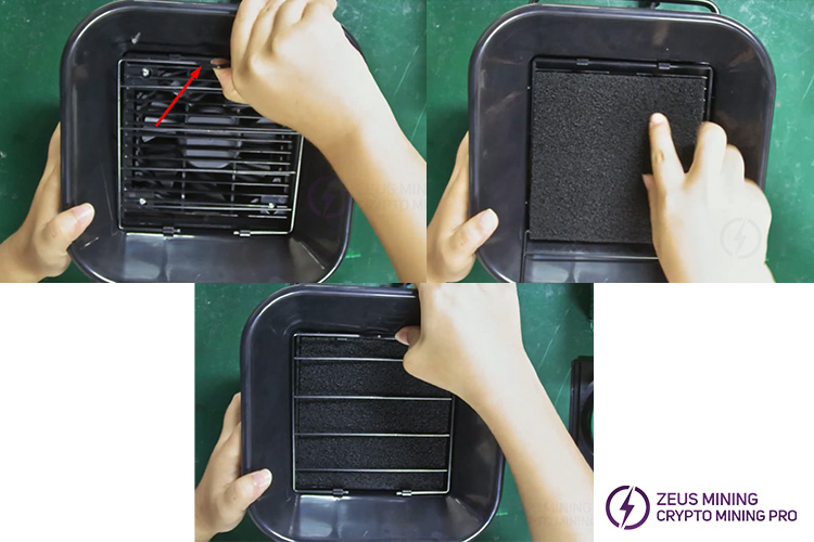 Install activated carbon filter sponge Install activated carbon filter sponge