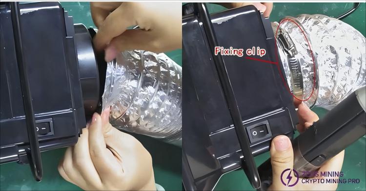 Secure the exhaust pipe with clips Secure the exhaust pipe with clips