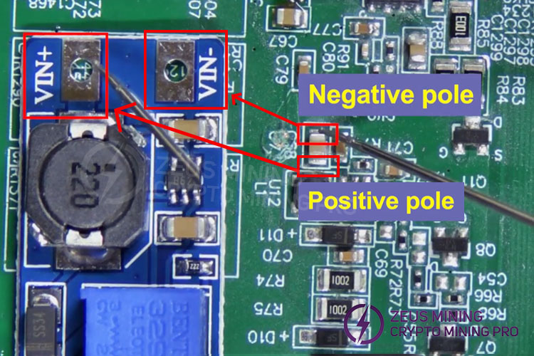 Use a multimeter in DC voltage mode to test the polarity of the input capacitor Use a multimeter in DC voltage mode to test the polarity of the input capacitor