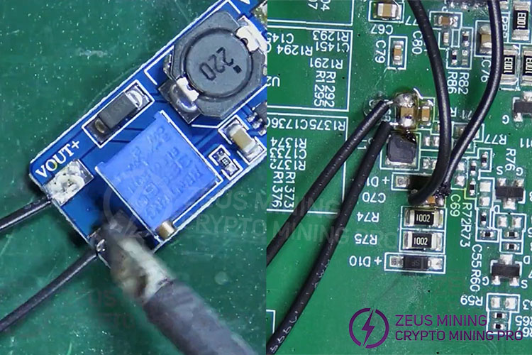 Complete the wiring connections between the hashboard and the module Complete the wiring connections between the hashboard and the module