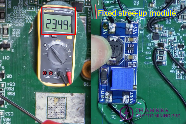Fix the boost module to an open and insulated location on the board Fix the boost module to an open and insulated location on the board