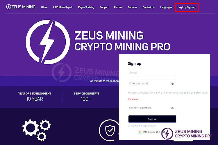 Register or log in to your Zeus Mining website account Register or log in to your Zeus Mining website account