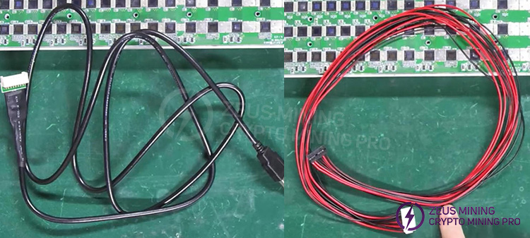 EEPROM programming cable and hashboard ribbon cable