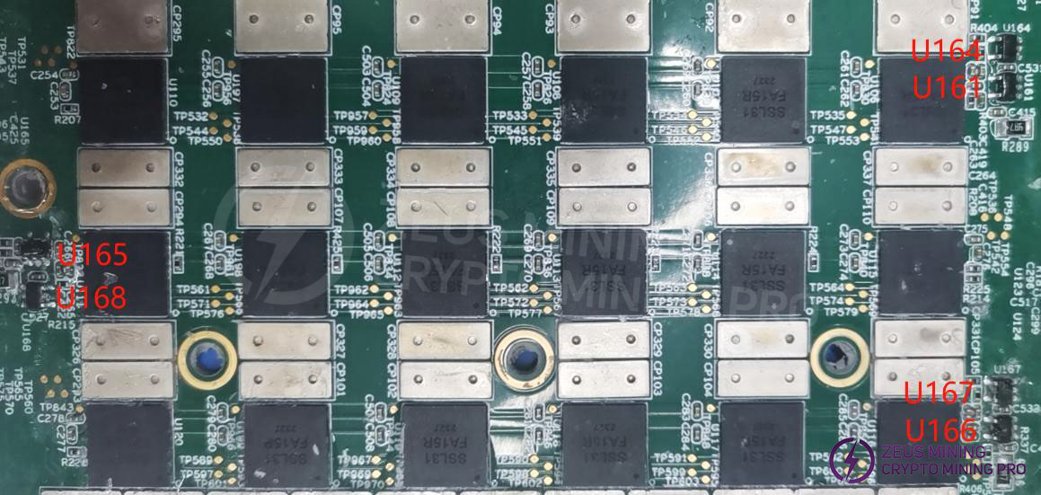 The FC01 hash board consists of 144 SSL31 chips