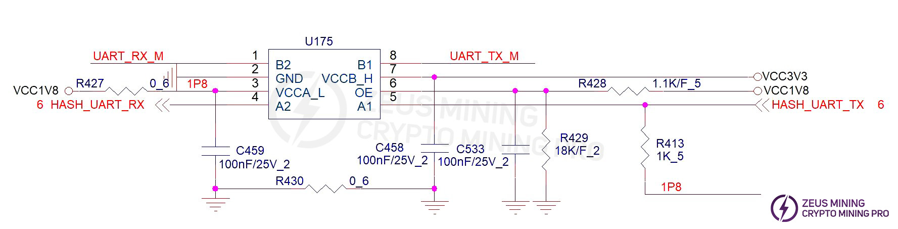 Hash board level shifting IC circuit diagram