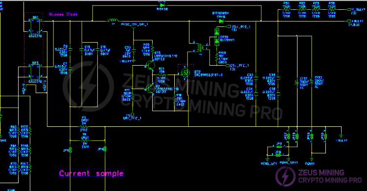Schematic diagram of the dual AC input EMI to PFC circuit