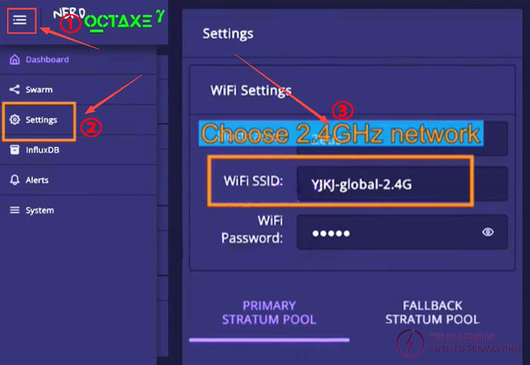 Configuring a network using Bitaxe NerdOCTAXE 9.6THs