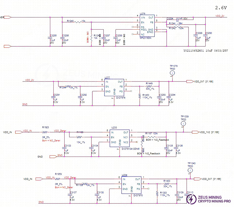 MP2019 & 1.2V & 0.7V LDO circuit schematic