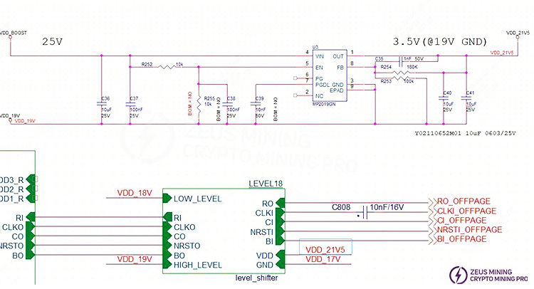 Power supply principle of level shifter 17, 18