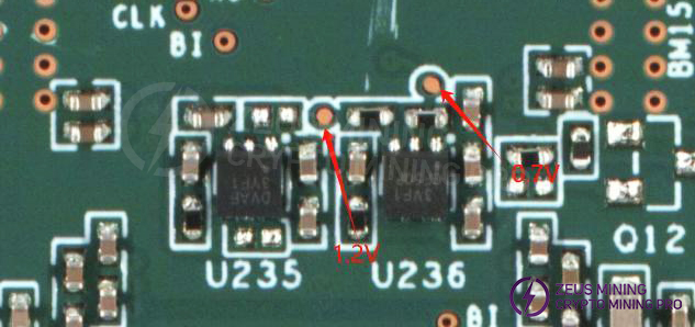 Check if the 1.2V and 0.7V outputs of each LDO are normal