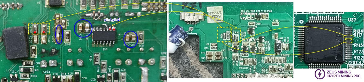 PFC driver chips U13 and U14 determine