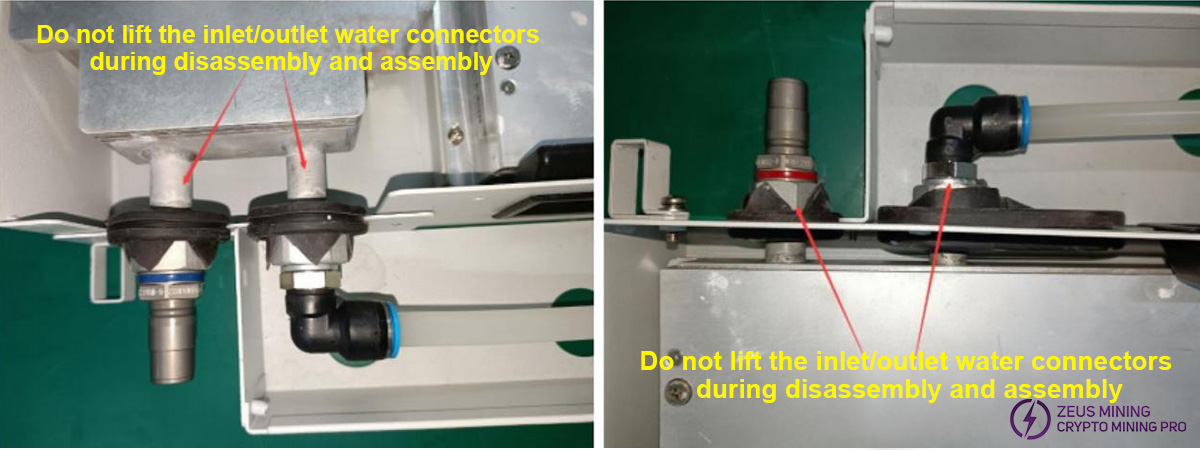 Do not lift the radiator inletoutlet water connector by hand