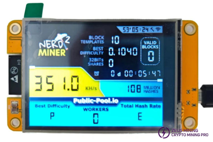 Nerdminer V2 350KH SOLO mining rig