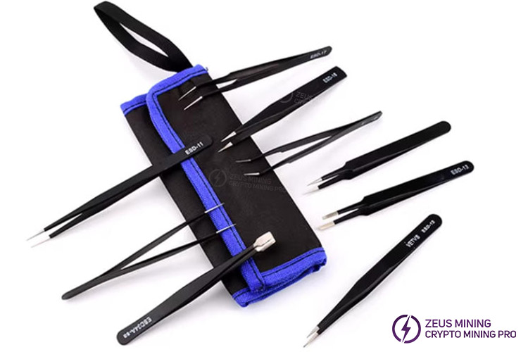 multi-tip anti-static tweezers kit soldering and maintenance