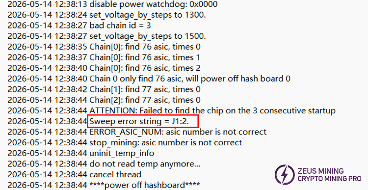 Bitmain miner error code J1 Bitmain miner error code J1