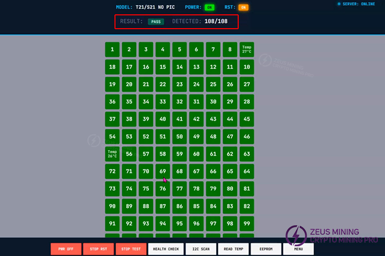 ZEUS MINING TAAS test result for web UI ZEUS MINING TAAS test result for web UI