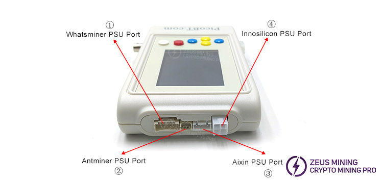 PicoBT tester PSU ports PicoBT tester PSU ports